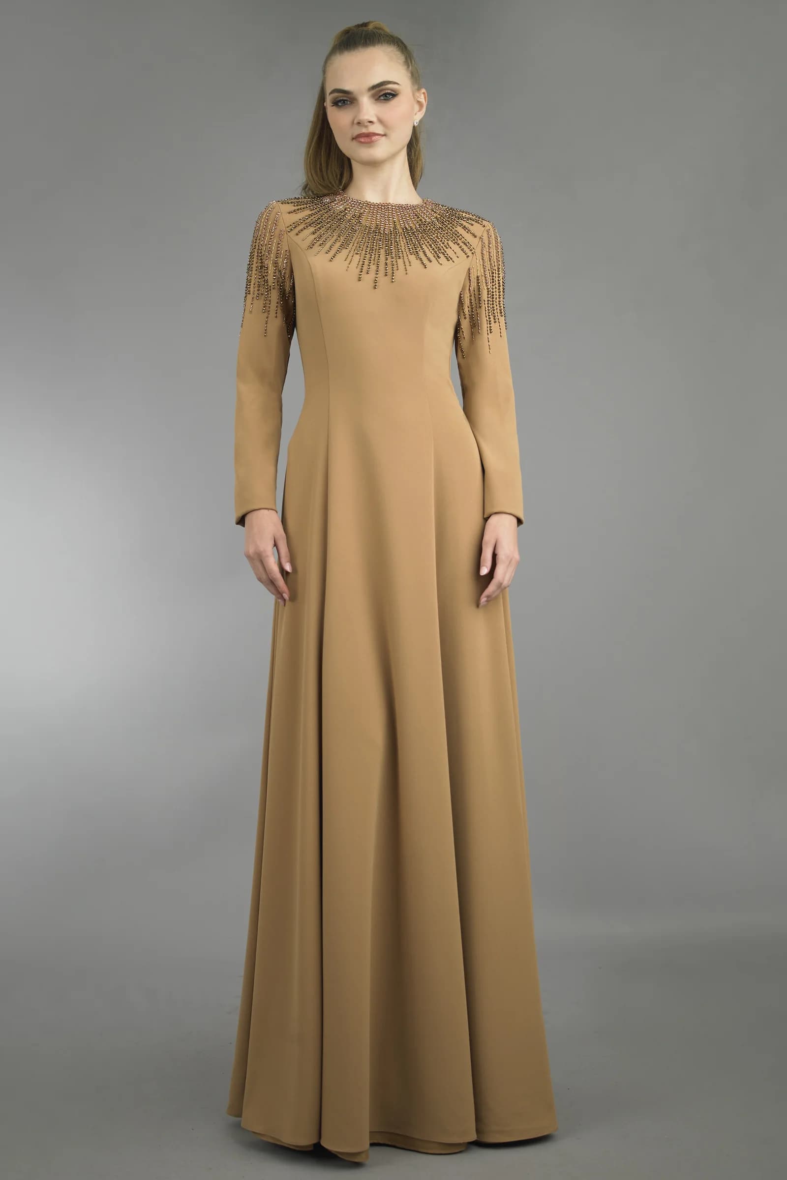 Long sleeve evening gown